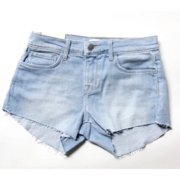 L'AGENCE Women's High Rise Audrey Shorts * Belmont Blue Size 25 Frayed WS15 - Picture 3 of 9